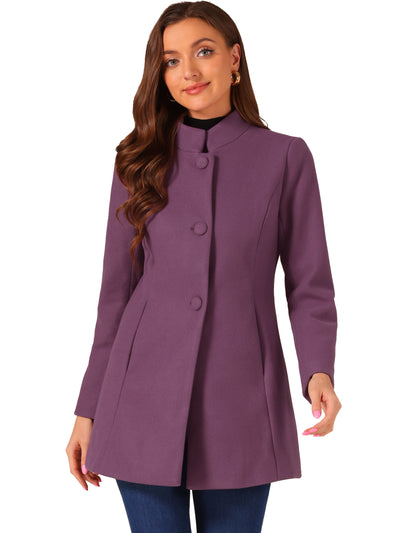 Mid-thigh Stand Collar Single Breasted Long Coat