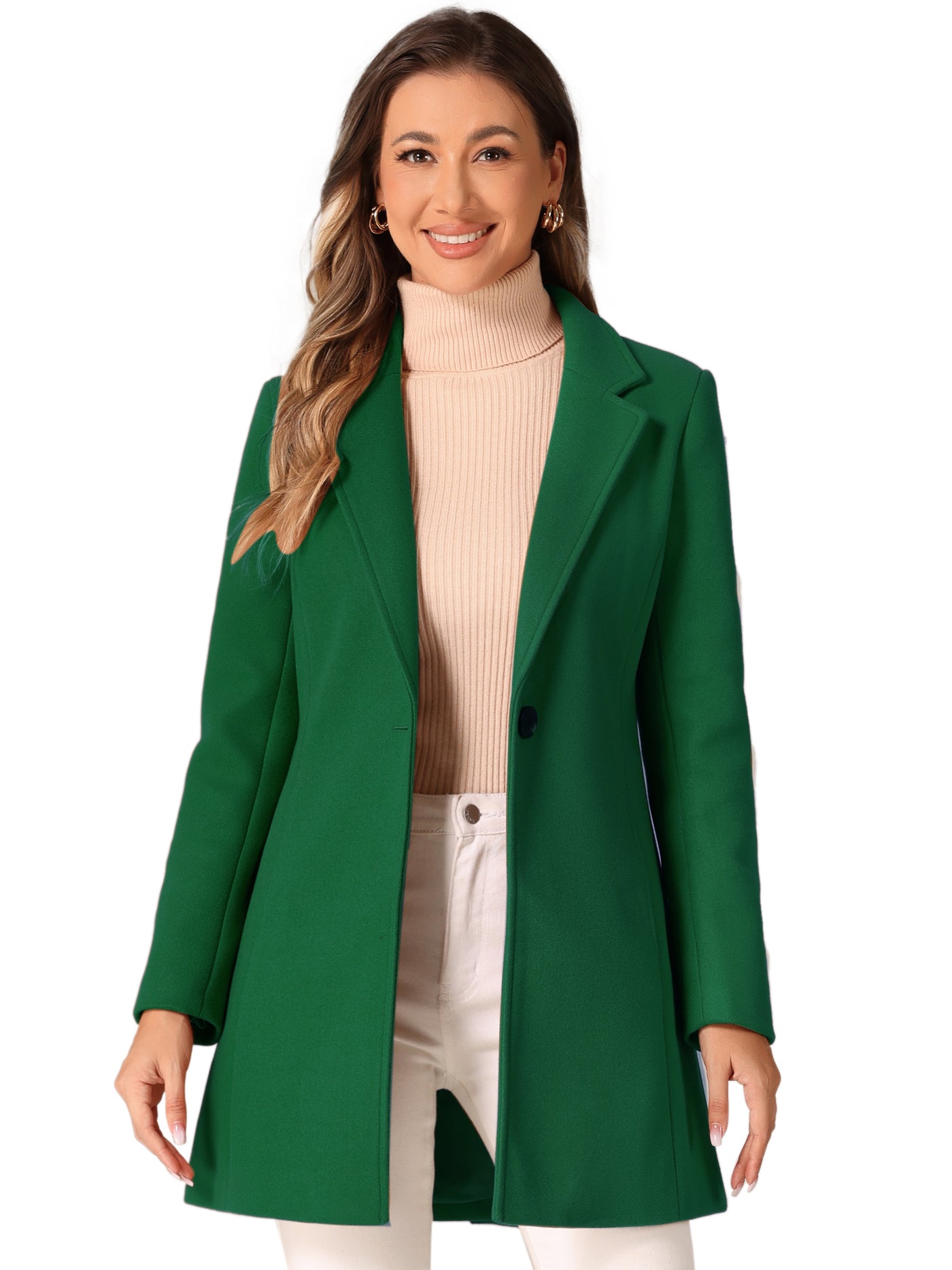 Allegra K Classic Notched Lapel Long Sleeve Buttoned Coat