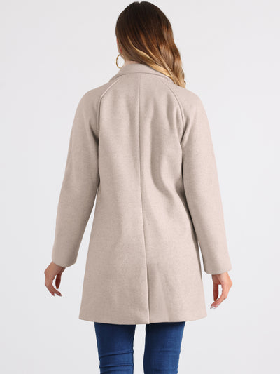 Notched Lapel Double Breasted Raglan Winter Coat