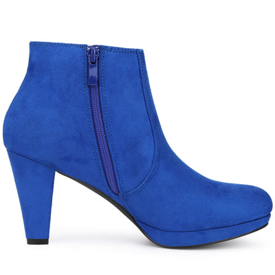 Side Zipper Low Platform Chunky Heel Ankle Booties