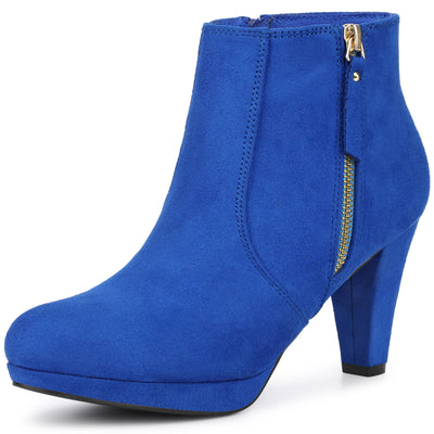 Side Zipper Low Platform Chunky Heel Ankle Booties