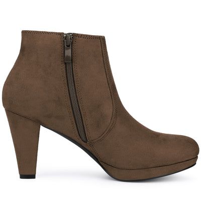 Side Zipper Low Platform Chunky Heel Ankle Booties