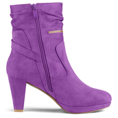 Ankle Zip Platform High Heel Mid Calf Boots