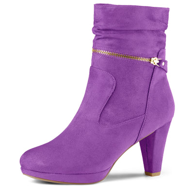 Ankle Zip Platform High Heel Mid Calf Boots