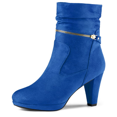 Ankle Zip Platform High Heel Mid Calf Boots