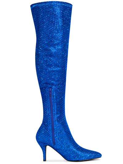 Glitter Pointed Toe Stiletto Heel Over the Knee High Boots