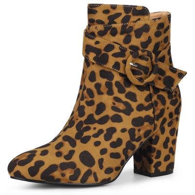 Allegra K Round Toe Block Heel Boots Ankle Booties