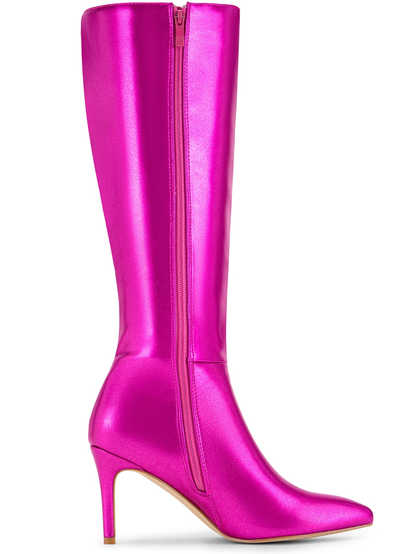 Allegra K Pointed Toe Stiletto High Heel Zipper Knee High Boots