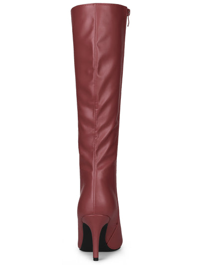 Pointed Toe Stiletto High Heel Zipper Knee High Boots