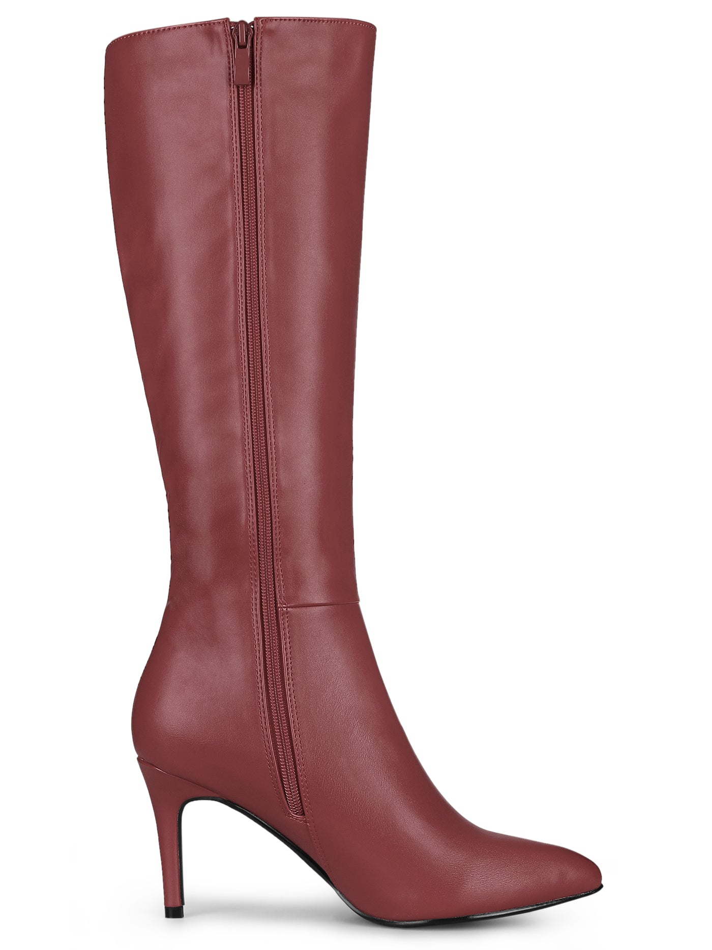 Allegra K Pointed Toe Stiletto High Heel Zipper Knee High Boots