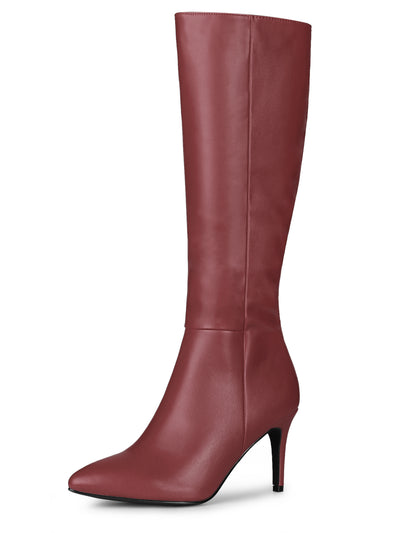 Pointed Toe Stiletto High Heel Zipper Knee High Boots