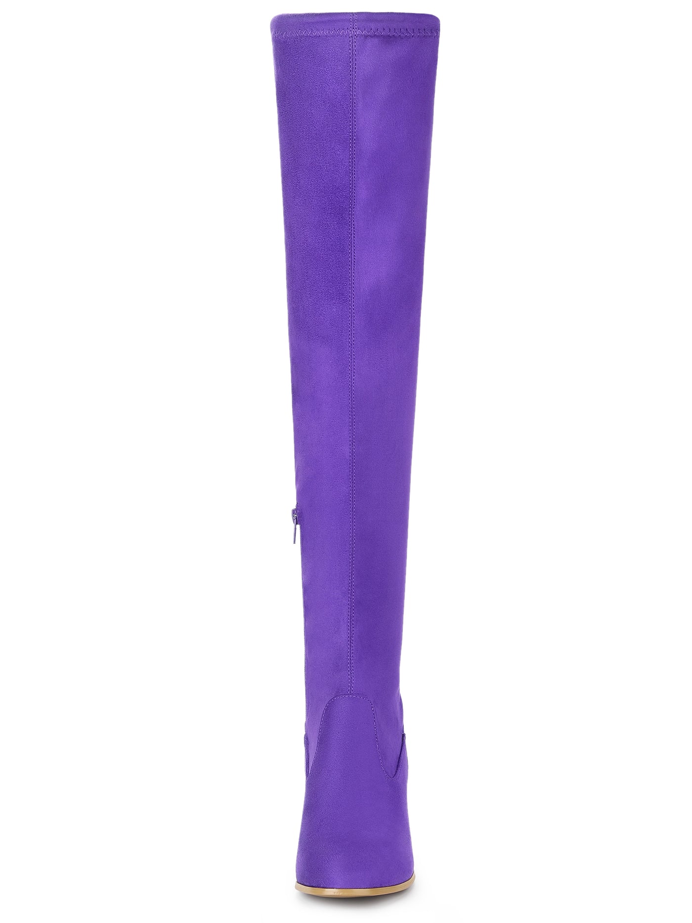 Allegra K Round Toe Chunky Heel Over the Knee High Boots