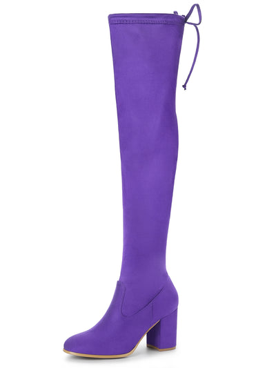 Round Toe Chunky Heel Over the Knee High Boots