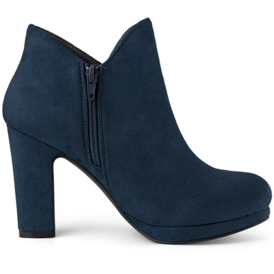 Round Toe Chunky Heel Ankle Heel Boots