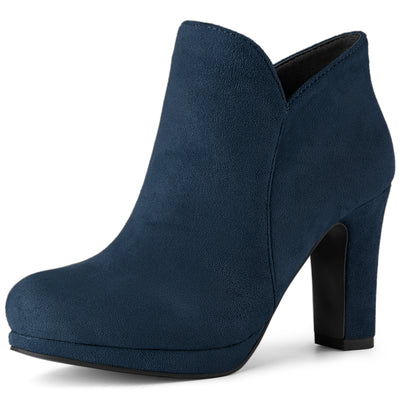 Round Toe Chunky Heel Ankle Heel Boots