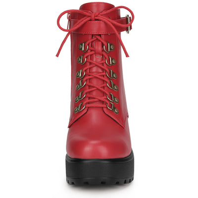 Zip Up Chunky Heel Platform Ankle Combat Boots