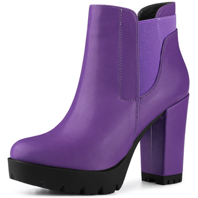 Chunky High Heel Platform Zipper Chelsea Boots