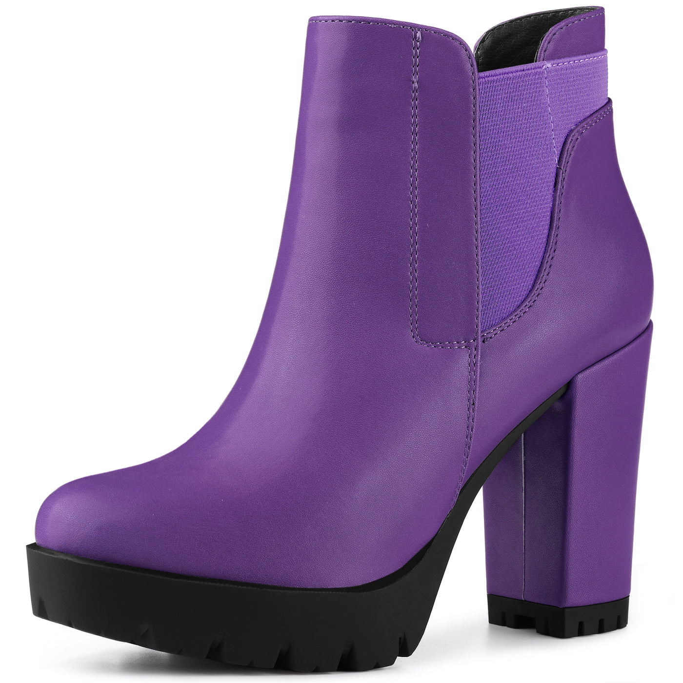 Allegra K Chunky High Heel Platform Zipper Chelsea Boots