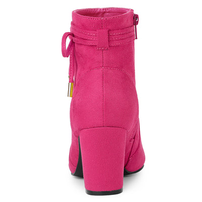 Pointed Toe Block Heel Zipper Ankle Boots