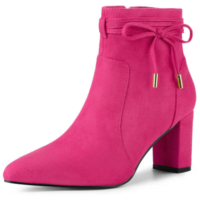 Pointed Toe Block Heel Zipper Ankle Boots