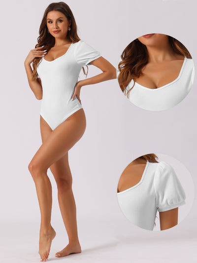 Body Suit Top Short Sleeve Sweetheart Neck Bodysuit