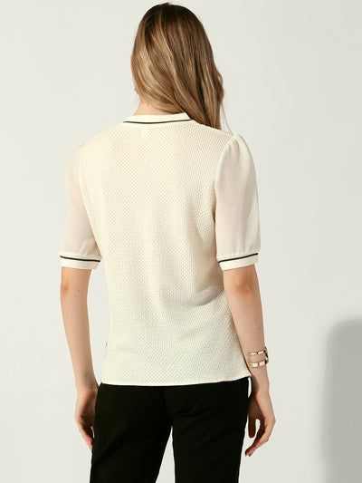 Chiffon V Neck Short Sleeve Textured Blouse