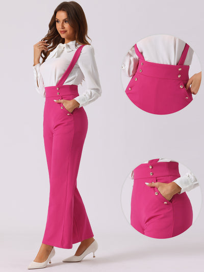 Casual Office Adjustable Strap Wide Leg Suspenders Pants Jumpsuits