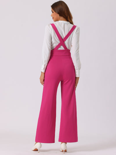 Casual Office Adjustable Strap Wide Leg Suspenders Pants Jumpsuits