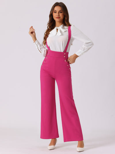 Casual Office Adjustable Strap Wide Leg Suspenders Pants Jumpsuits