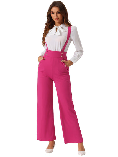 Casual Office Adjustable Strap Wide Leg Suspenders Pants Jumpsuits