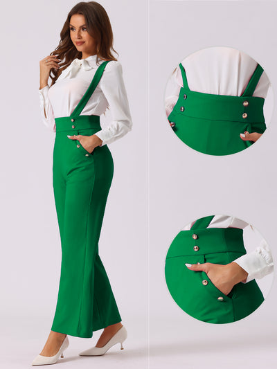 Casual Office Adjustable Strap Wide Leg Suspenders Pants Jumpsuits