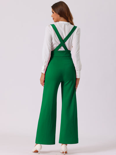 Casual Office Adjustable Strap Wide Leg Suspenders Pants Jumpsuits