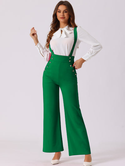 Casual Office Adjustable Strap Wide Leg Suspenders Pants Jumpsuits