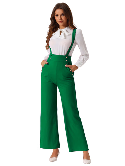 Casual Office Adjustable Strap Wide Leg Suspenders Pants Jumpsuits