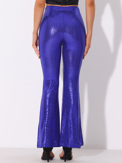 Sequin Glitter Sparkle Bell Bottoms Stretch Shiny Flare Pants