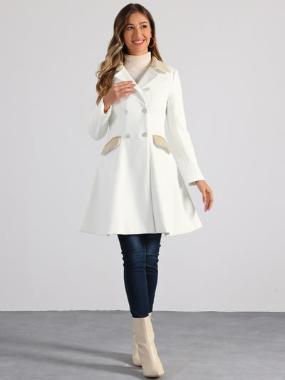 Winter Double Breasted Vintage A-line Flare Long Coat