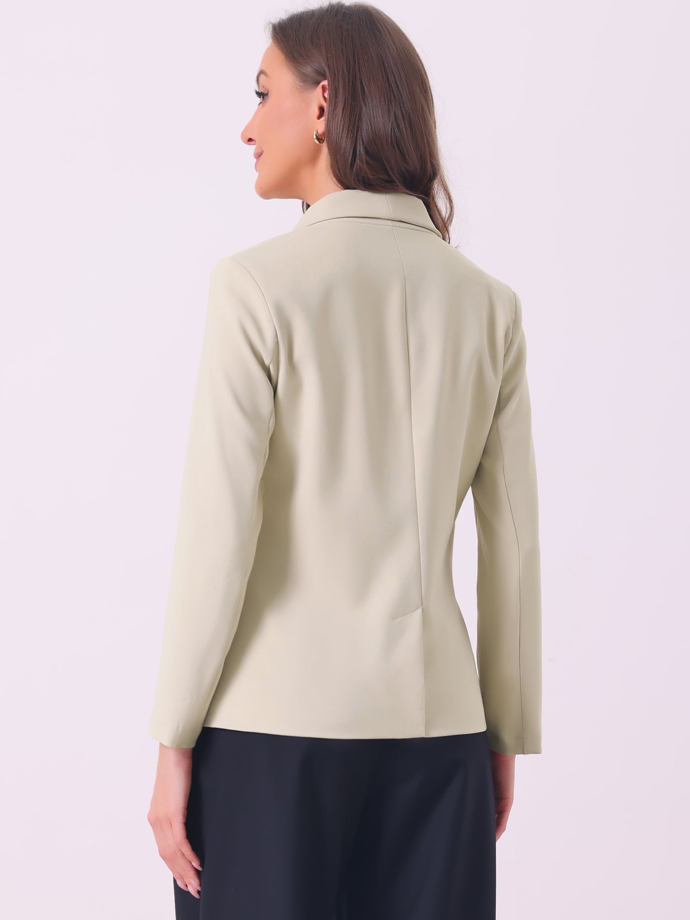 Allegra K Work Shawl Collar Long Sleeve Pockets Office Jacket Blazer