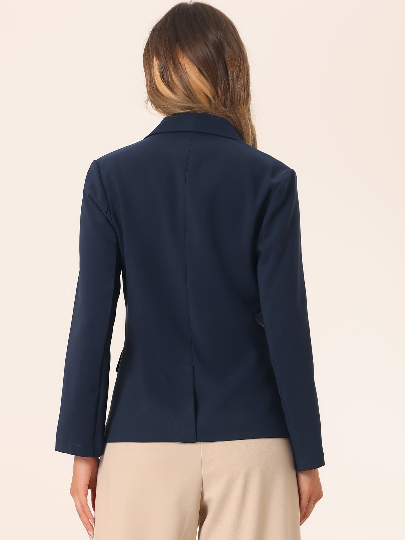 Allegra K Work Shawl Collar Long Sleeve Pockets Office Jacket Blazer