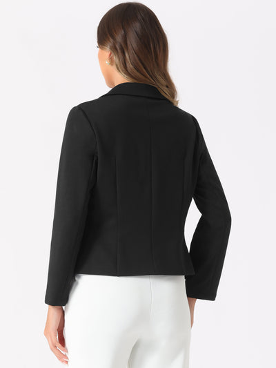 Business Blazer Open Front Office Casual Work Crop Suit Jacket