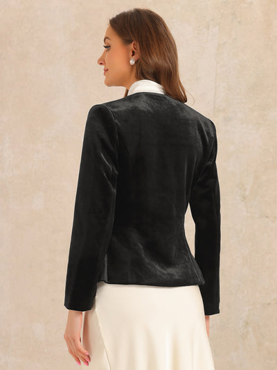 Velvet Long Sleeves Shoulder Pads Pockets Blazer Jackets