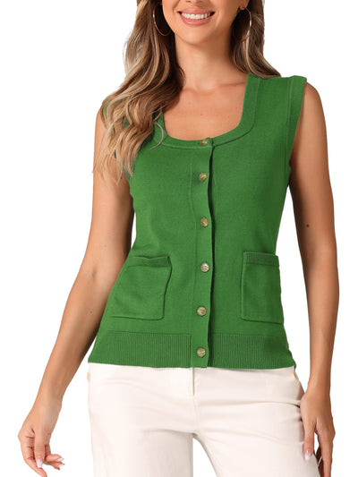 Sleeveless Button Down Summer Ribbed Waistcoat Sweater Vest