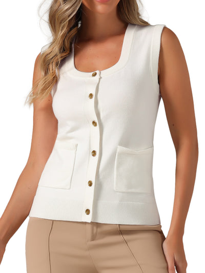 Sleeveless Button Down Summer Ribbed Waistcoat Sweater Vest