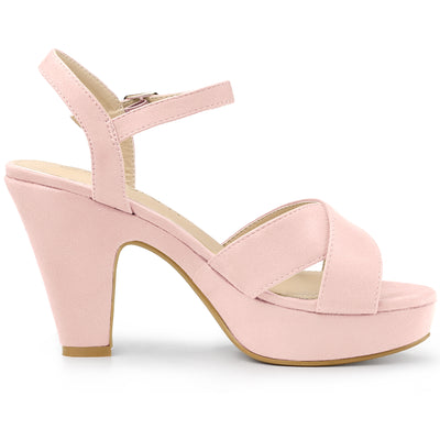 Platform Chunky Heel Ankle Strap Slingback Sandals