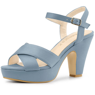 Platform Chunky Heel Ankle Strap Slingback Sandals