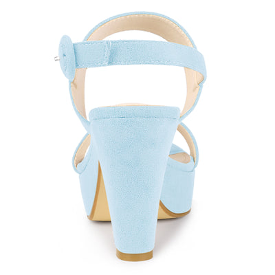 Faux Suede Platform Chunky High Heel Slingback Sandals