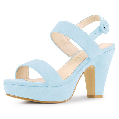 Faux Suede Platform Chunky High Heel Slingback Sandals