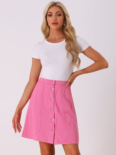 Casual Short Button Down Jeans Skirt