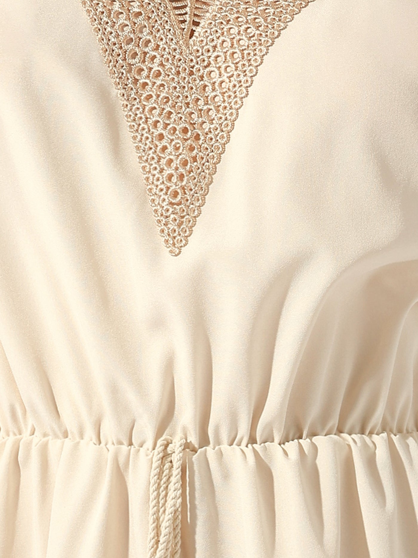 Allegra K Crochet Trim V Neck Short Sleeve Casual Summer Mini Dress