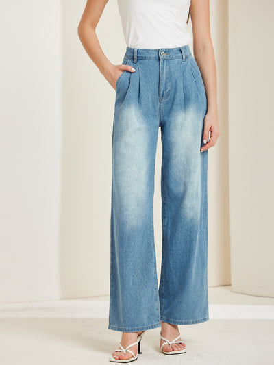 Vintage Loose High Waist Casual Denim Trousers Wide Leg Jeans