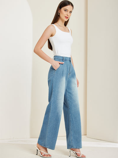 Vintage Loose High Waist Casual Denim Trousers Wide Leg Jeans